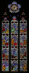 Fenster, das Psychomachia: die Laster und Tugenden darstellt